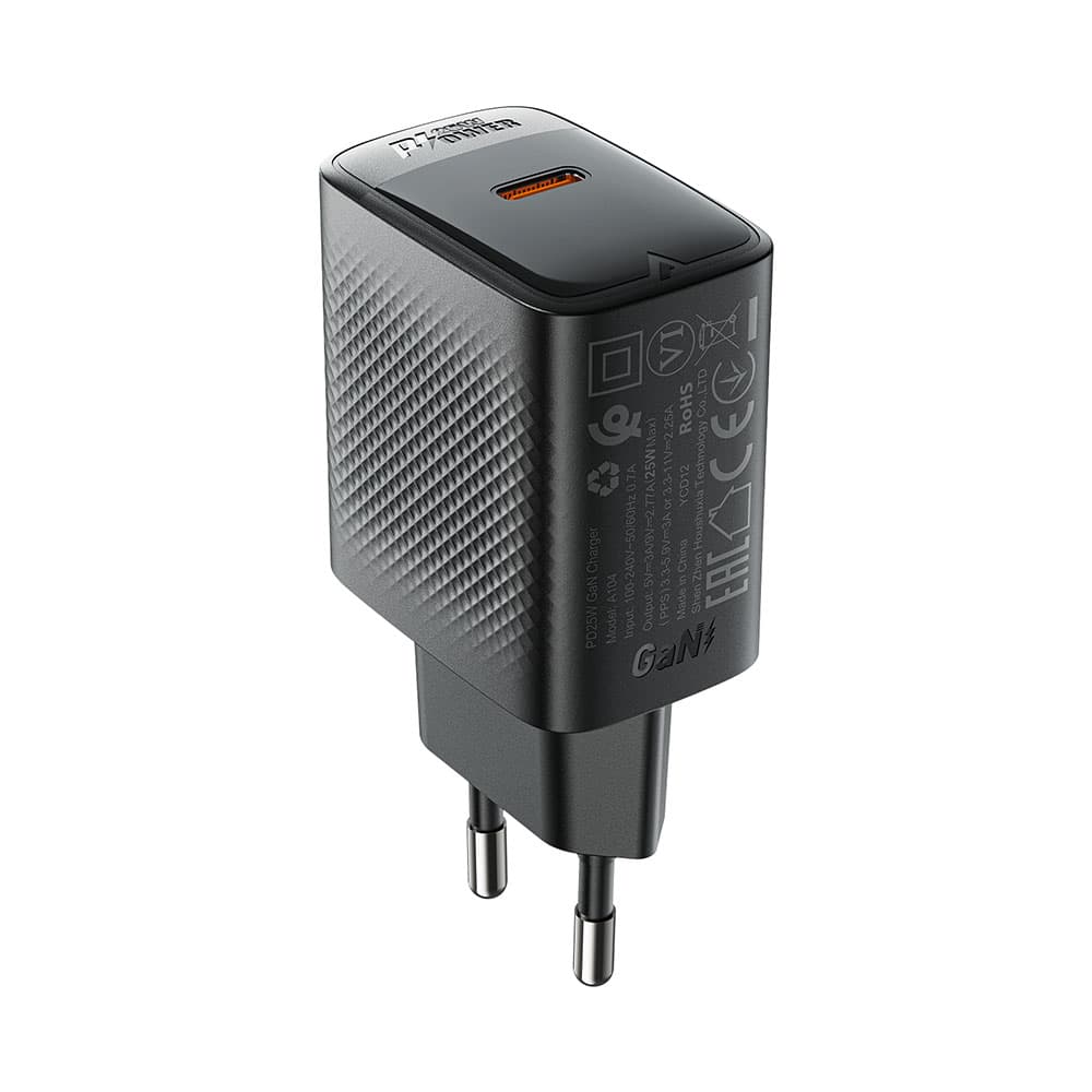 Acefast Wall Charger A104 USB-C PD25W GaN Technologie Rychlé Nabíjení Černá - náhled 2