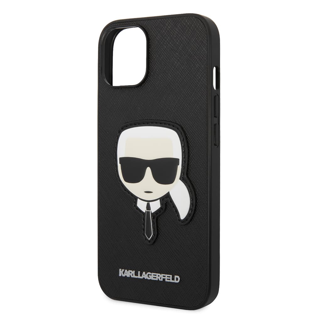Karl Lagerfeld Saffiano pouzdro iPhone 14 Plus Karlova hlava khaki - náhled 2