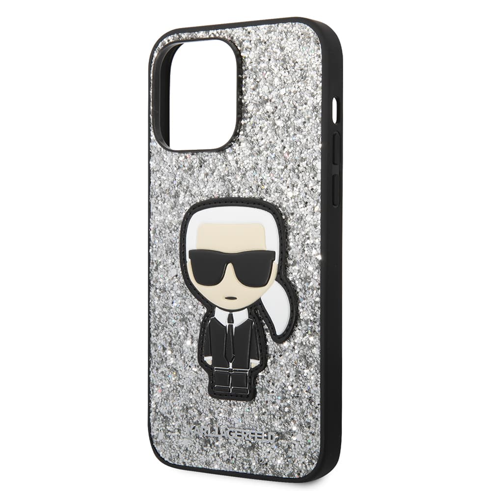 Karl Lagerfeld Hardcase Glitter iPhone 14 Pro Max stříbrné vločky Ikonik - náhled 2