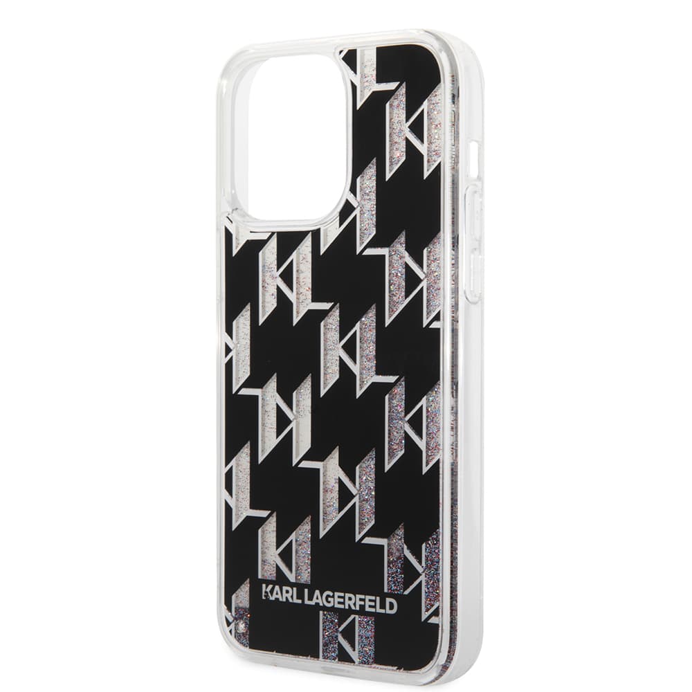 Karl Lagerfeld Hardcase Liquid Glitter iPhone 14 Pro Max Monogram stříbrná - náhled 2