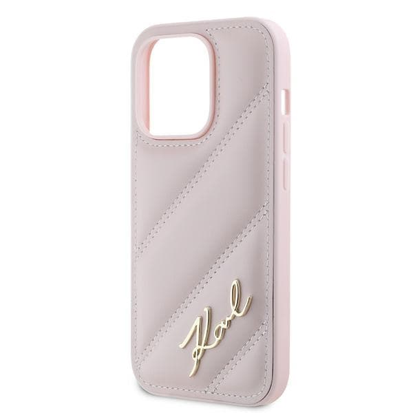 Karl Lagerfeld Diagonal Quilted Script iPhone 14 Pro Max růžový - náhled 2