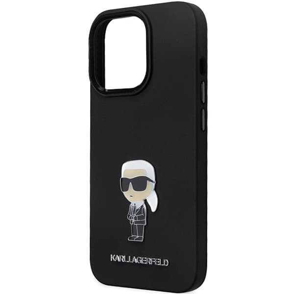 Karl Lagerfeld Silicone pouzdro iPhone 14 Pro Max Ikonik Metal Pin růžové - náhled 2