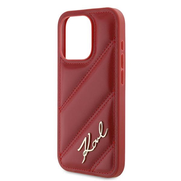 Karl Lagerfeld Diagonal Quilted Script iPhone 15 Pro červený - náhled 2