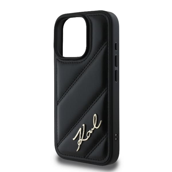 Karl Lagerfeld Diagonal Quilted Script pouzdro iPhone 16 Pro Max černé - náhled 2