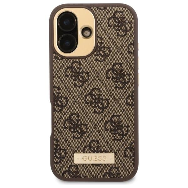Guess Hardcase 4G Logo Plate MagSafe iPhone 16 hnědý - náhled 2