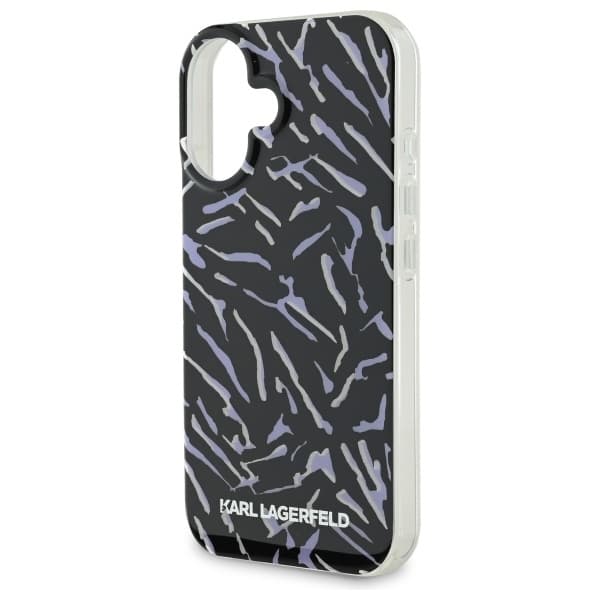 Karl Lagerfeld pouzdro iPhone 16 Plus fialová zebra s popruhem - náhled 2