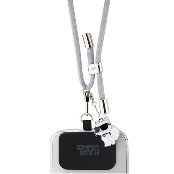 Karl Lagerfeld Crossbody Cord KLUCNMSCKIG Universal Nylon 150cm Choupette šedá - náhled 2