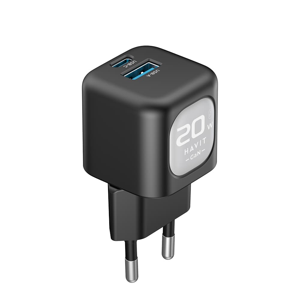 Havit Wall Charger UC220 EU USB Type-C GaN 20W černá šedá - náhled 2