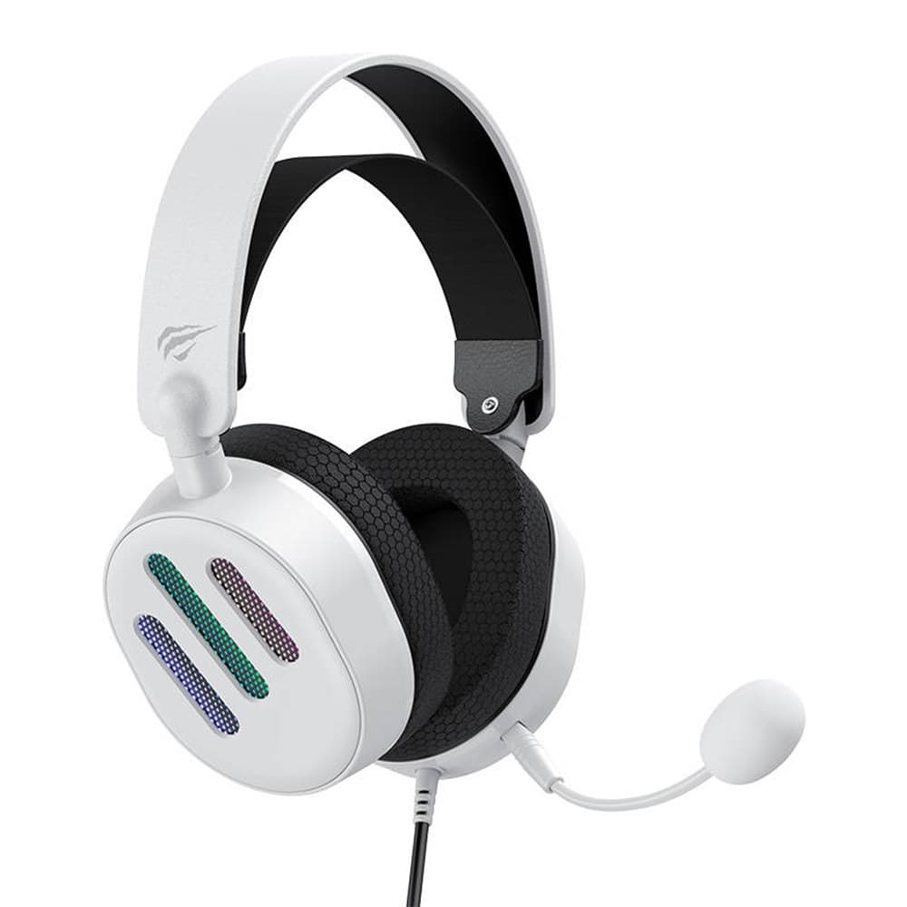 Havit H2038U drátová herní sluchátka USB RGB osvětlení mikrofon bílá - náhled 2