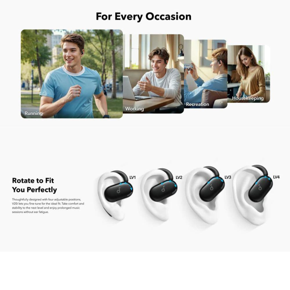 Anker bezdrátová sluchátka SoundCore V20i pro sport Bluetooth 5.3 IP55 bílá - náhled 2