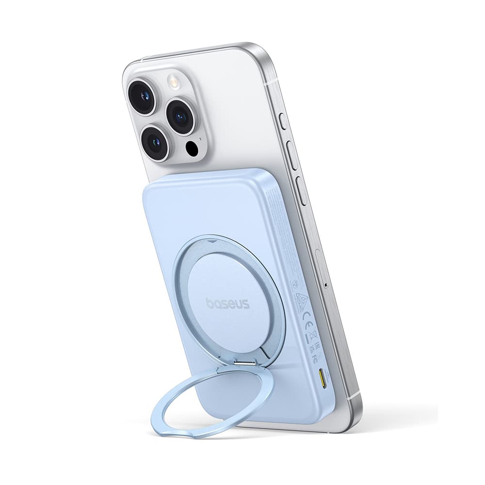 Baseus Power Bank PicoGo 5000mAh modrá s otočným stojánkem a kabelem Type-C - náhled 2