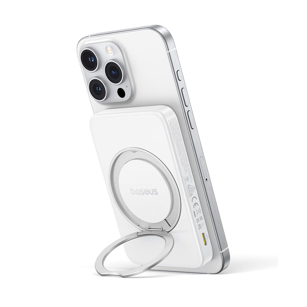 Baseus Power Bank PicoGo 5000mAh bílá s otočným stojánkem a kabelem Type-C - náhled 2