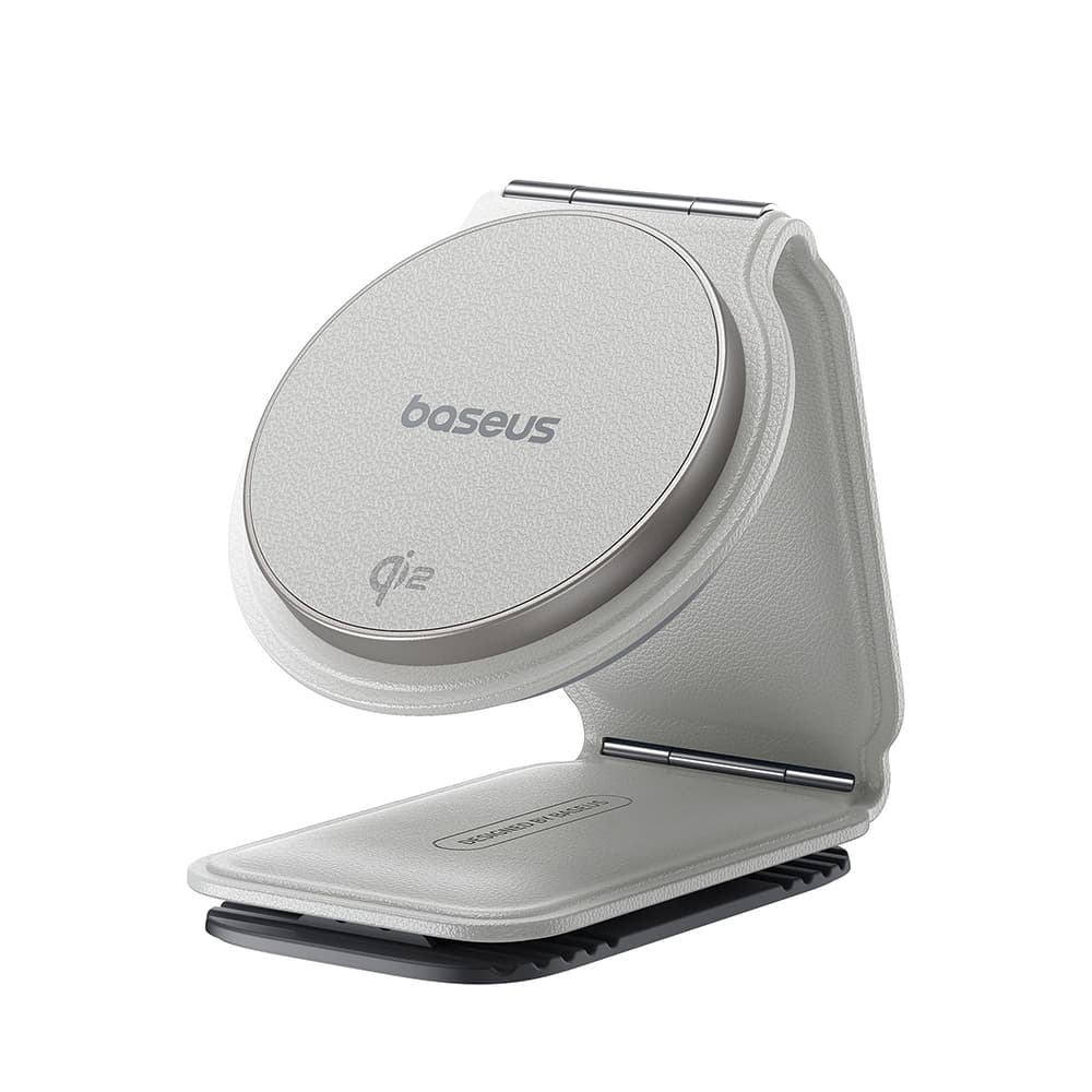 Baseus Car Holder s bezdrátovým nabíjením PrimeTrip C02 magnetický úchyt na palubní desku 15W měsíční bílá - náhled 2