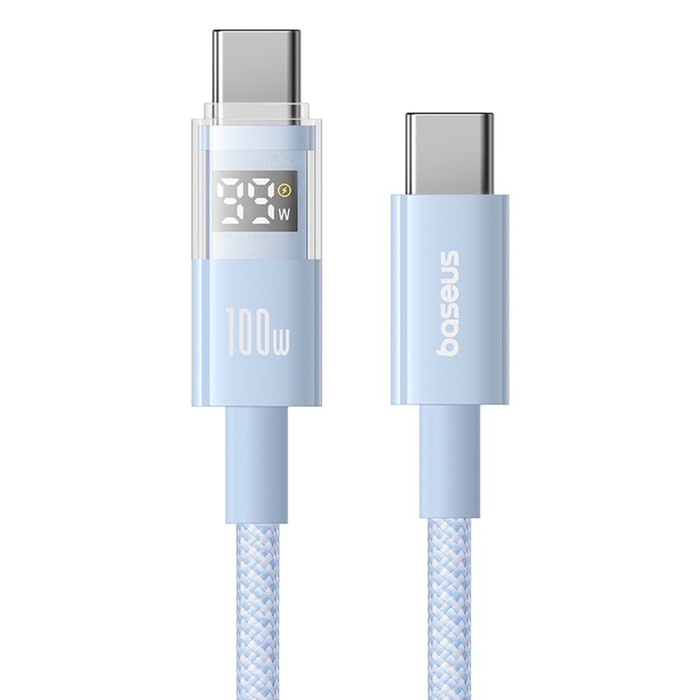 Baseus Data Cable Display 2 Rychlonabíjecí Type-C na Type-C Digitální displej 100W 2m modrá Galaxy - náhled 2