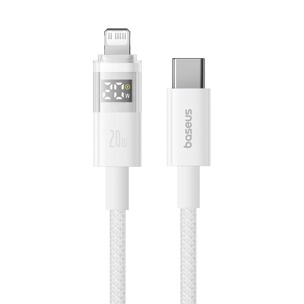 Baseus Data Cable Display 2 Rychlonabíjecí Type-C na Lightning Digitální displej 20W 1m Měsíční bílá - náhled 2
