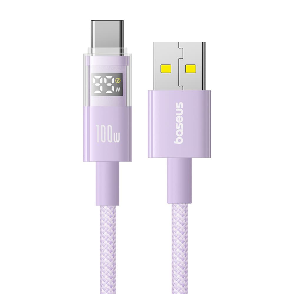 Baseus Data Cable Display 2 Rychlonabíjecí USB na Type-C Digitální displej 100W 1m Fialová mlhovina - náhled 2