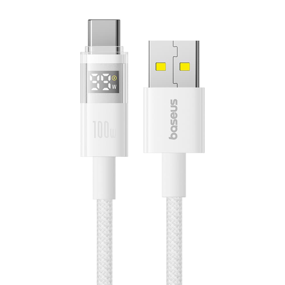 Baseus Data Cable Display 2 Rychlonabíjecí USB na Type-C Digitální Displej 100W 1m Měsíční Bílá - náhled 2