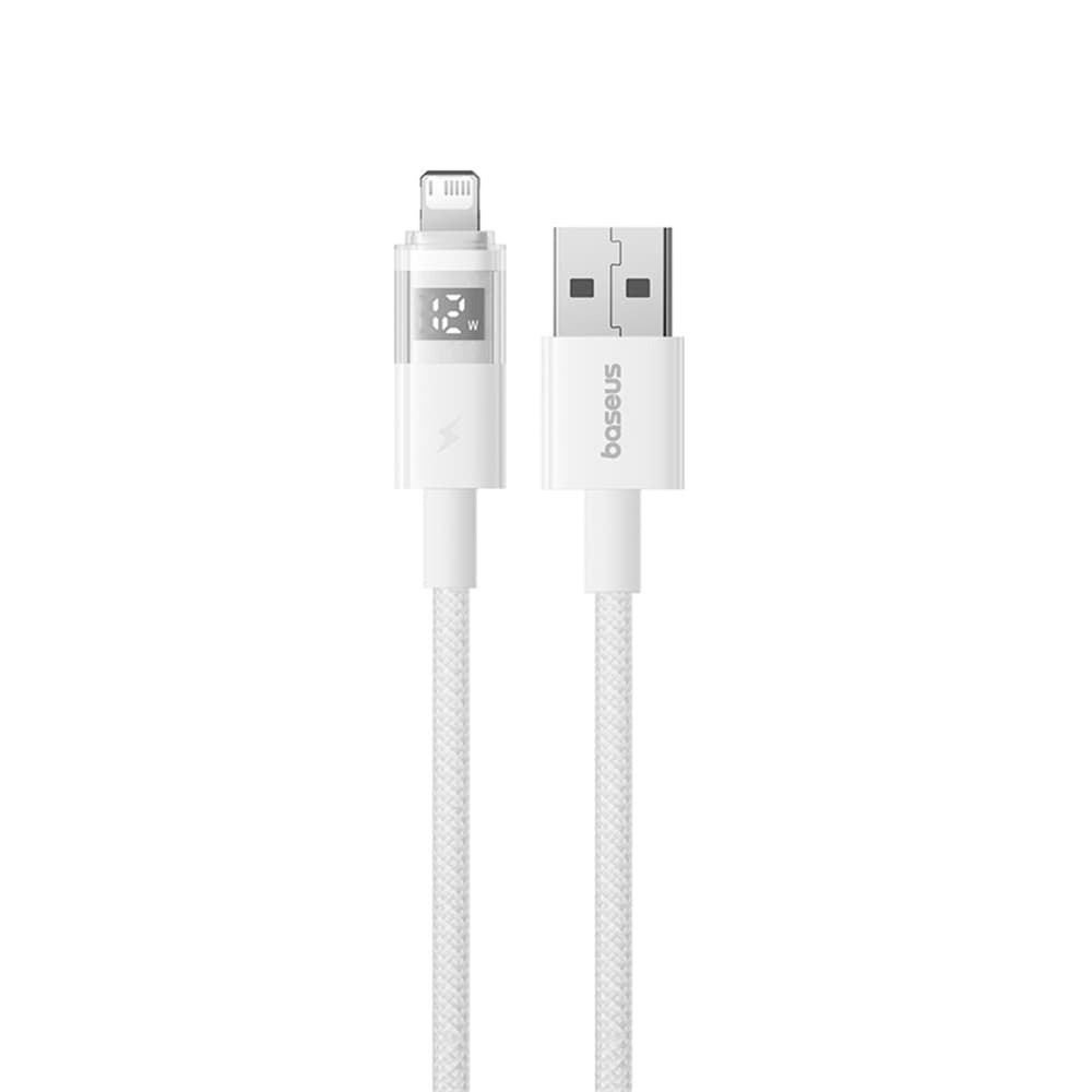 Baseus Data Cable Display 2 USB na Lightning Rychlé nabíjení Digitální displej 2.4A 1m Měsíční bílá - náhled 2