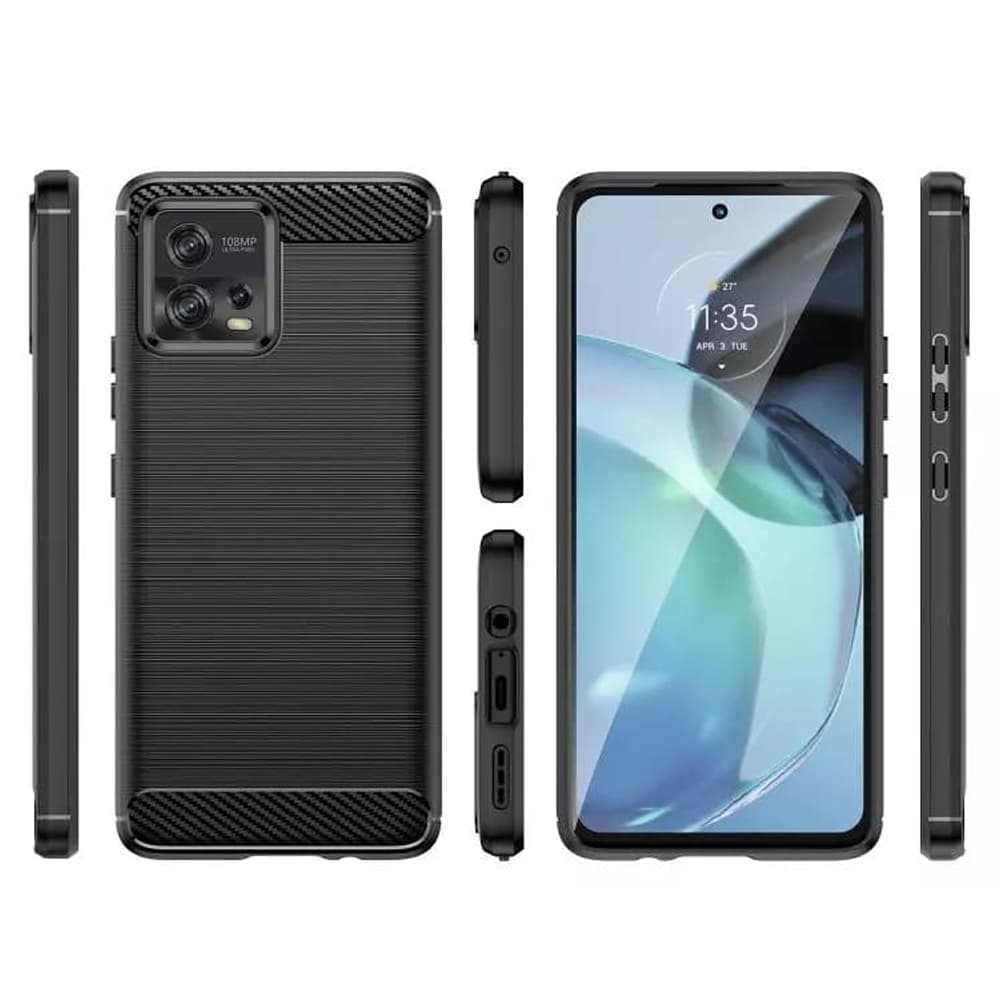 Techsuit Karbon Silikon Motorola Moto G72 Černý - náhled 2