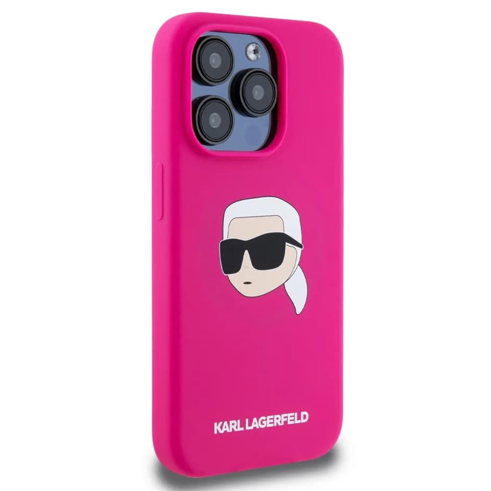 Karl Lagerfeld silicone MagSafe iPhone 15 Pro Max fuchsia Karl's Head - náhled 2