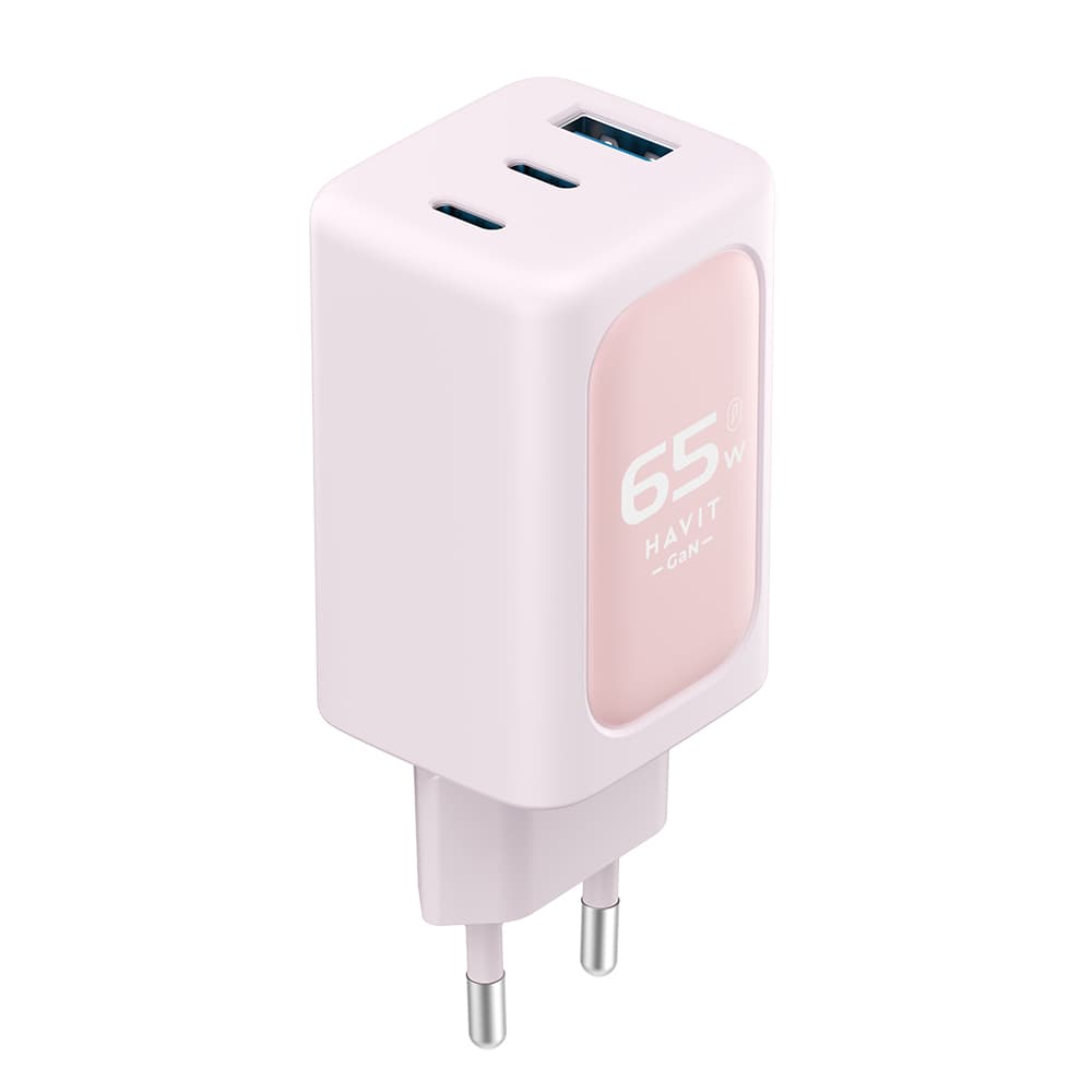 Havit Wall Charger UC260 EU 2x USB-C USB 65W růžová - náhled 2