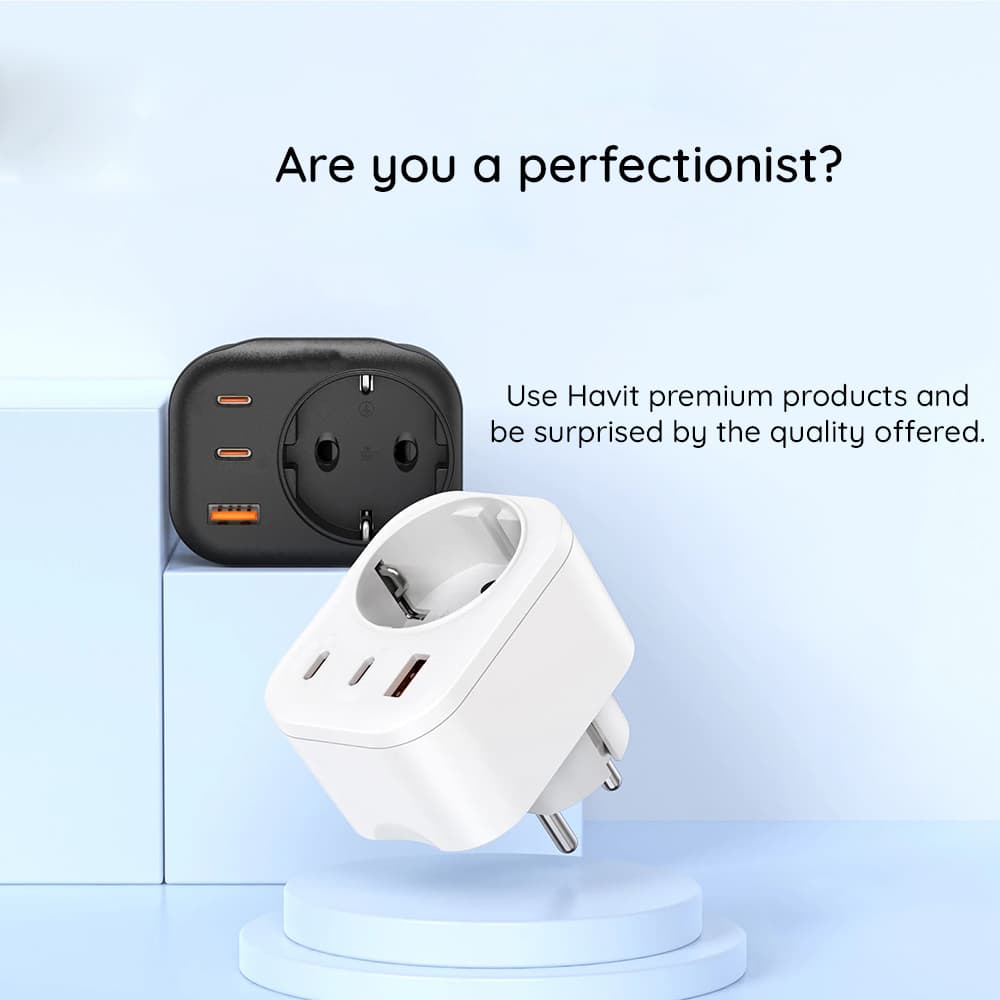 Havit Wall Charger UC142 EU EU zásuvka 2x Type-C USB 30W černá - náhled 2