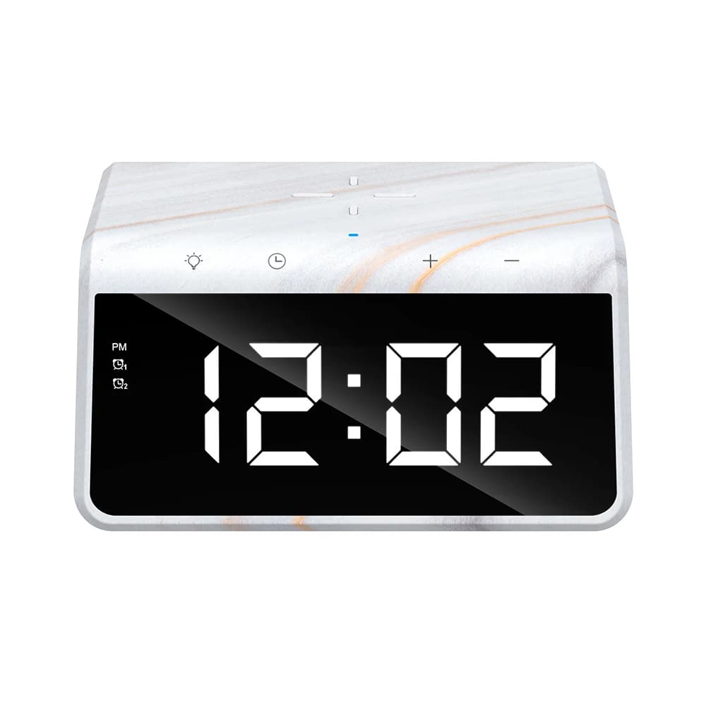 Havit Desk Phone Wireless Charger W320 s digitálními hodinami RGB LED světlem 15W mramor - náhled 2