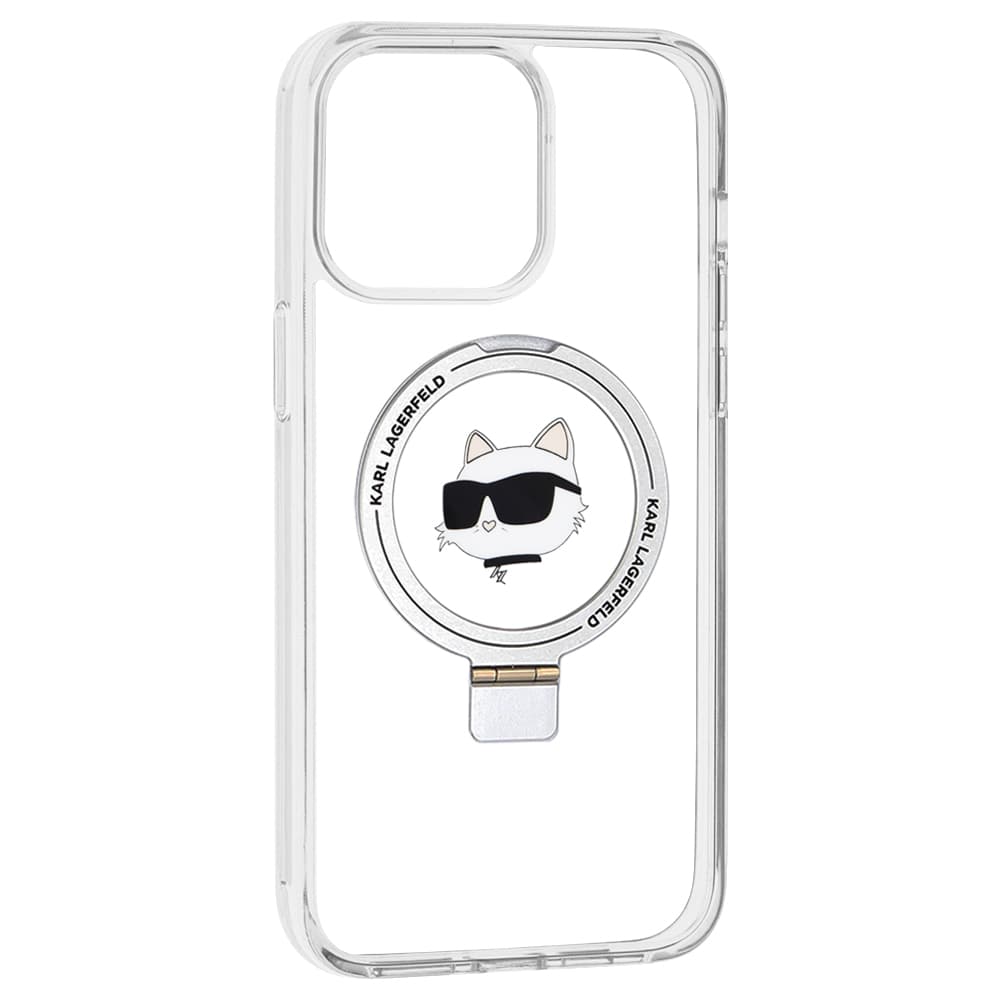 Karl Lagerfeld Hardcase Ring Stand MagSafe iPhone 15 Pro Max bílá Choupette Head - náhled 2