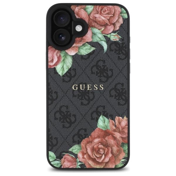 Guess Hardcase 4G Flower Print MagSafe iPhone 16 Černá - náhled 2
