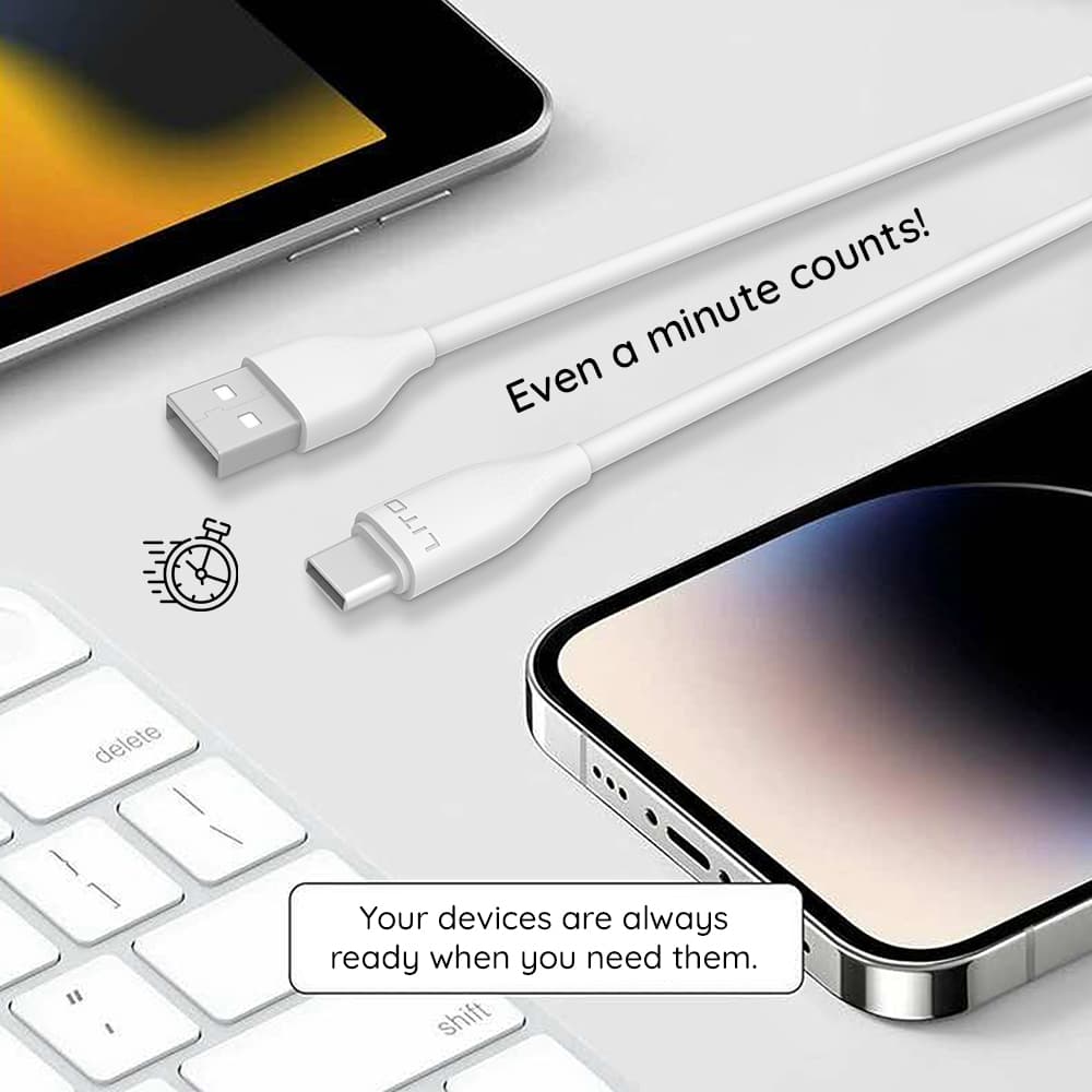 Lito Data Cable LD03T USB na Type-C Rychlé nabíjení 2.4A 1m Bílá - náhled 2