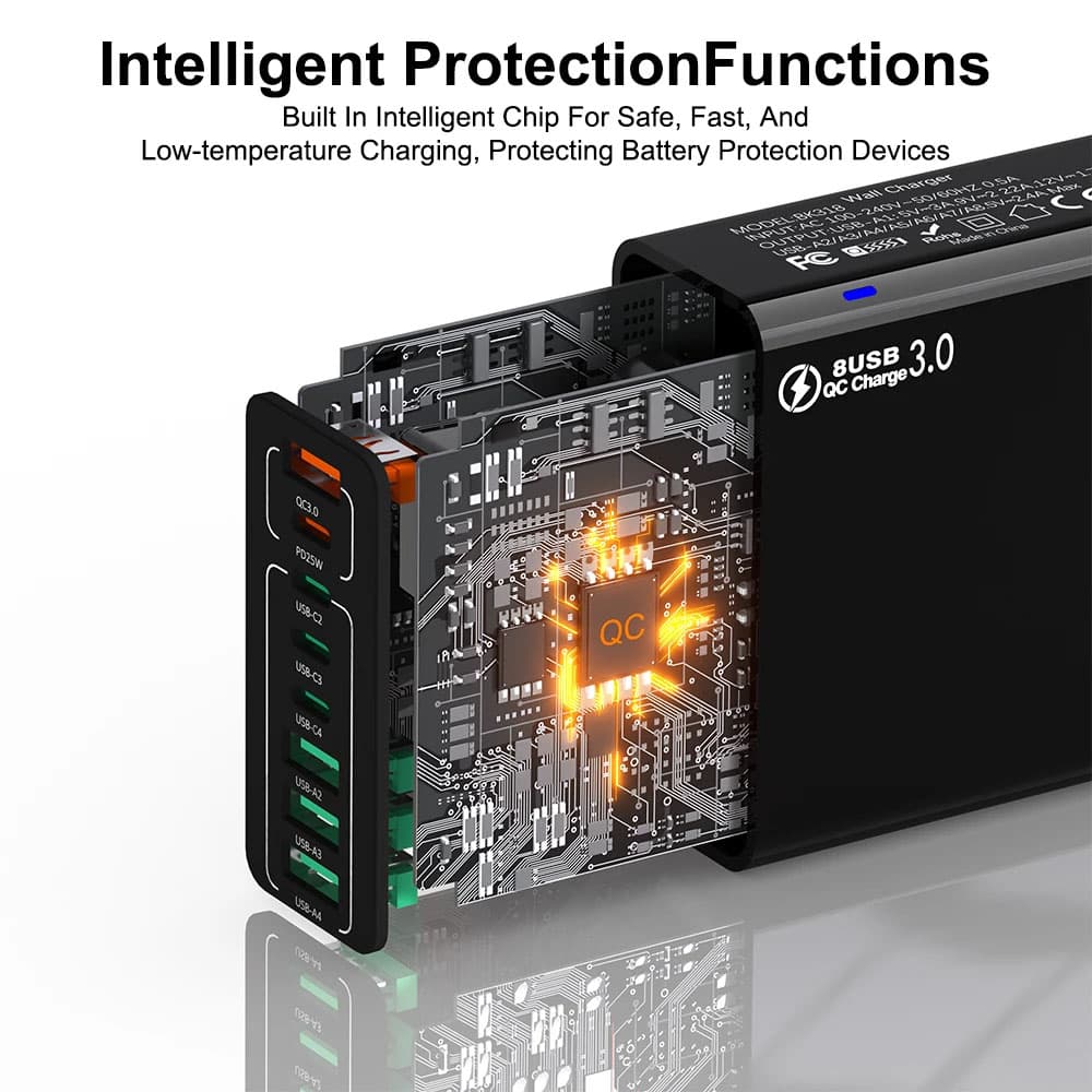 Techsuit Wall Charger CHPD224 4x USB 4x Type-C Rychlé nabíjení 65W Bílá - náhled 2