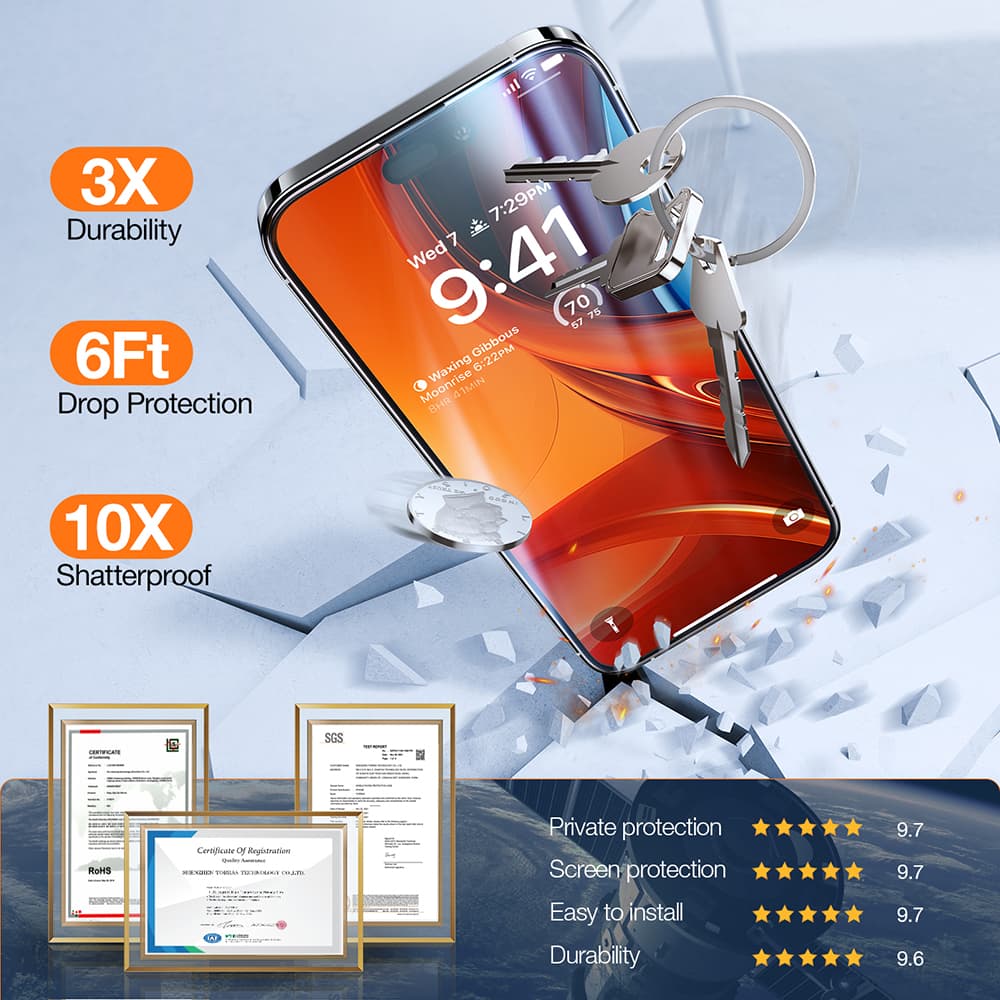 Torras GlassGo Epic Privacy iPhone 15 Pro Max černý - náhled 2