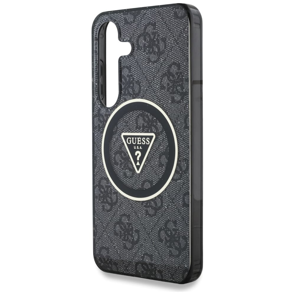 Guess IML Metal Glitter 4G Circle Triangle MagSafe Samsung Galaxy S25 černá - náhled 2