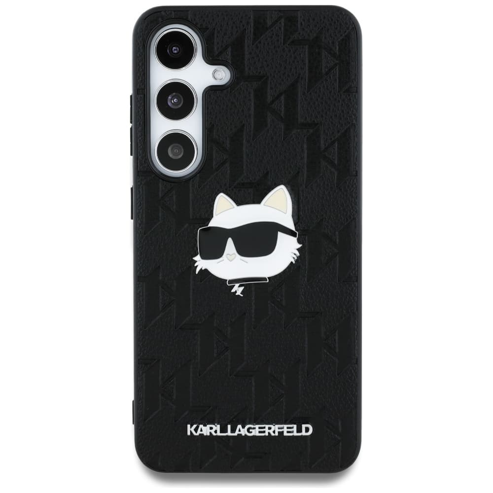 Karl Lagerfeld Hardcase Monogram Leather Samsung Galaxy S25 Choupette Head Pin růžová - náhled 2
