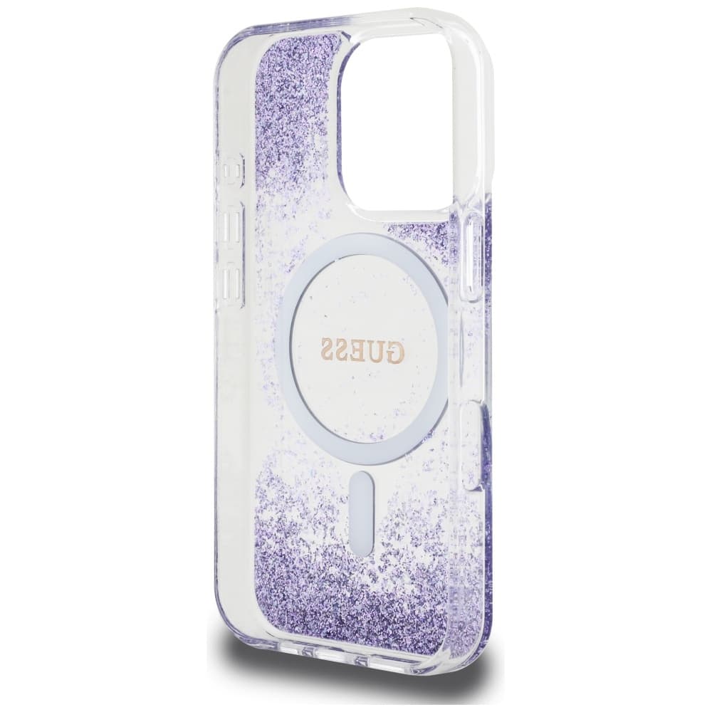 Guess Resin Bottom Glitter MagSafe pro iPhone 16 Pro fialová - náhled 2