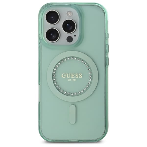 Guess IML Rhinestones MagSafe GUHMP16LPFTDTEN iPhone 16 Pro zelená - náhled 2