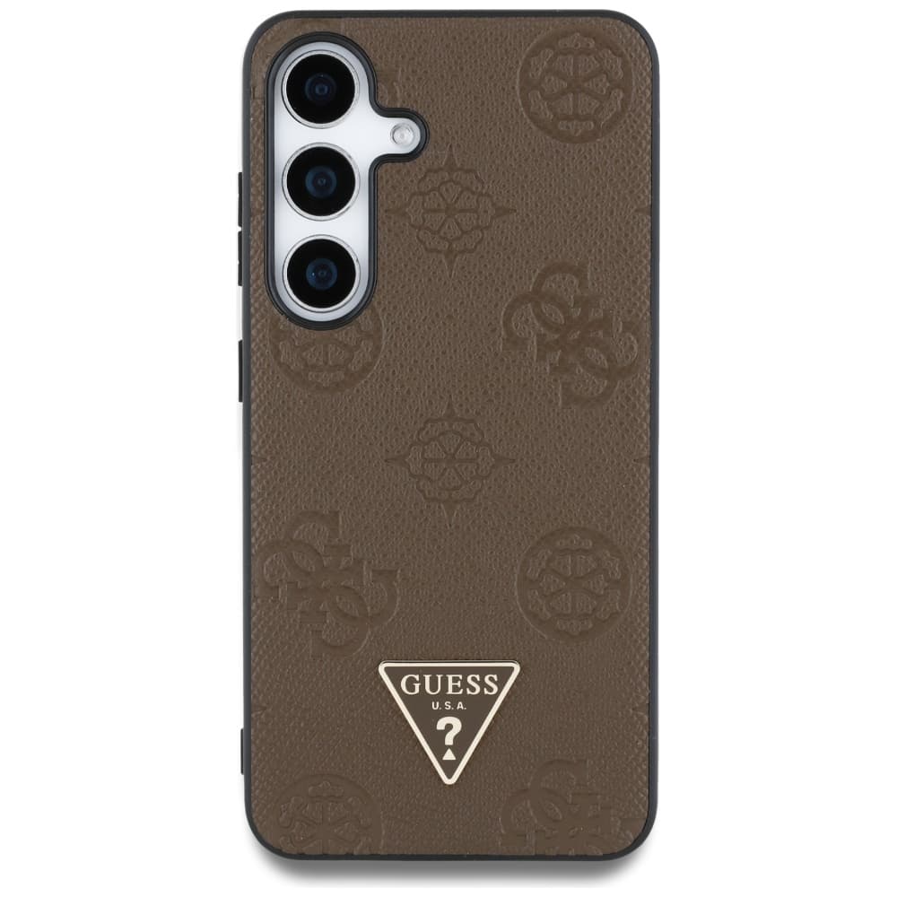 Guess Peony Grained Hot Stamp Triangle Logo MagSafe Samsung Galaxy S25 hnědý - náhled 2