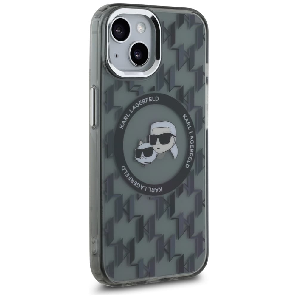 Karl Lagerfeld IML MagSafe iPhone 15 Plus Černý Monogram Karl&amp;Choupette Head - náhled 2