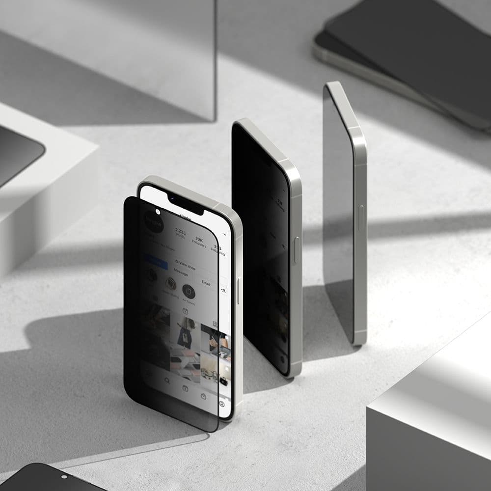 Ringke Easy Slide Privacy tvrzené sklo (2 ks) iPhone 16e černá - náhled 2