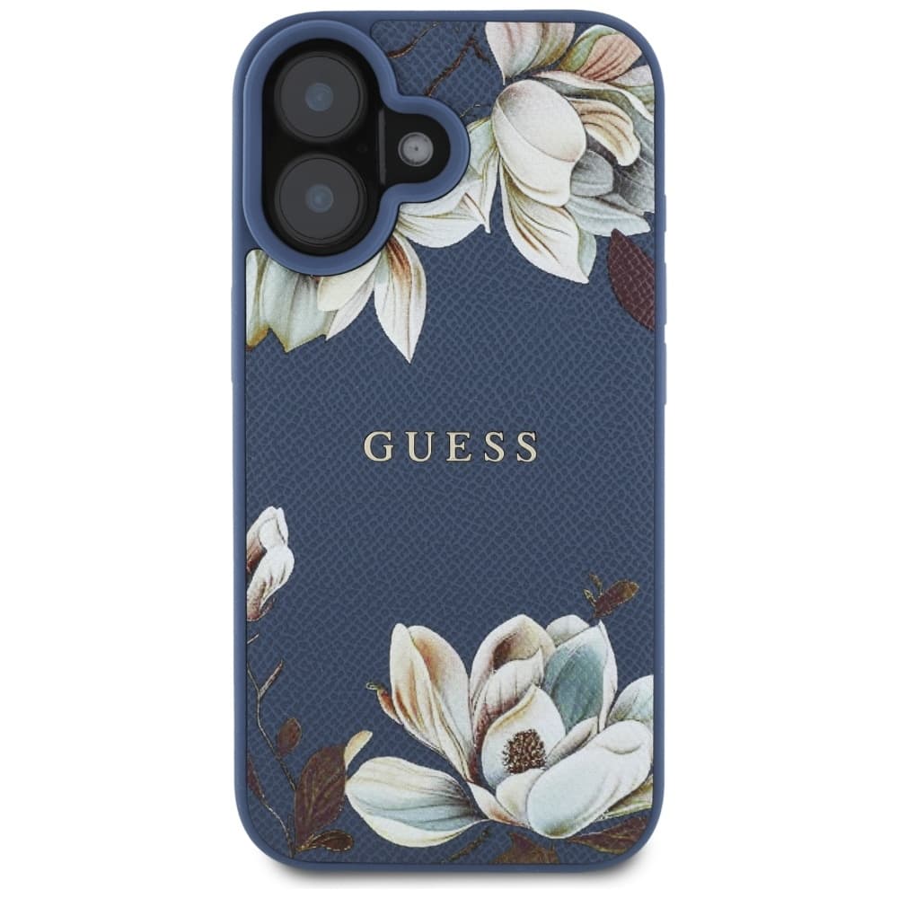 Guess Grained Flowers MagSafe GUHMP16SPGNMPLMB iPhone 16 Modrá - náhled 2