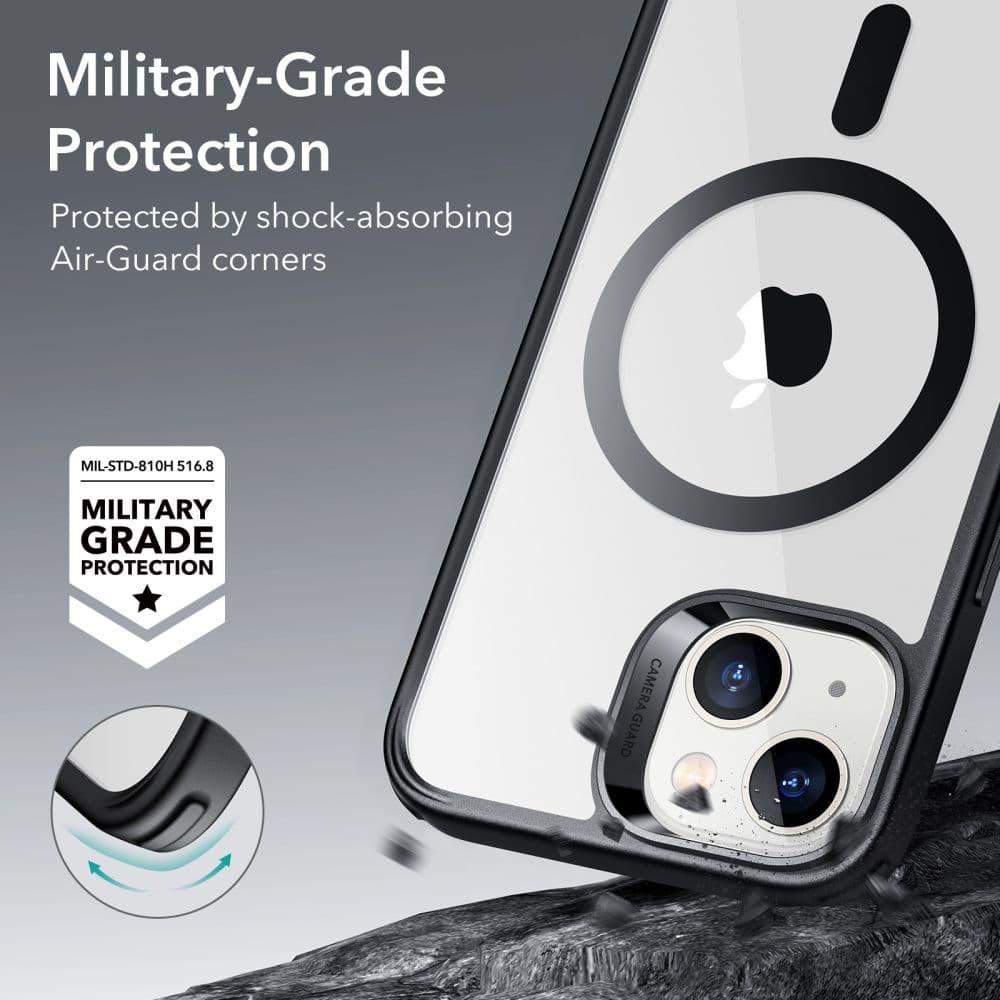 ESR Klasický Hybrid HaloLock iPhone 14 iPhone 13 Průhledná Černá - náhled 2