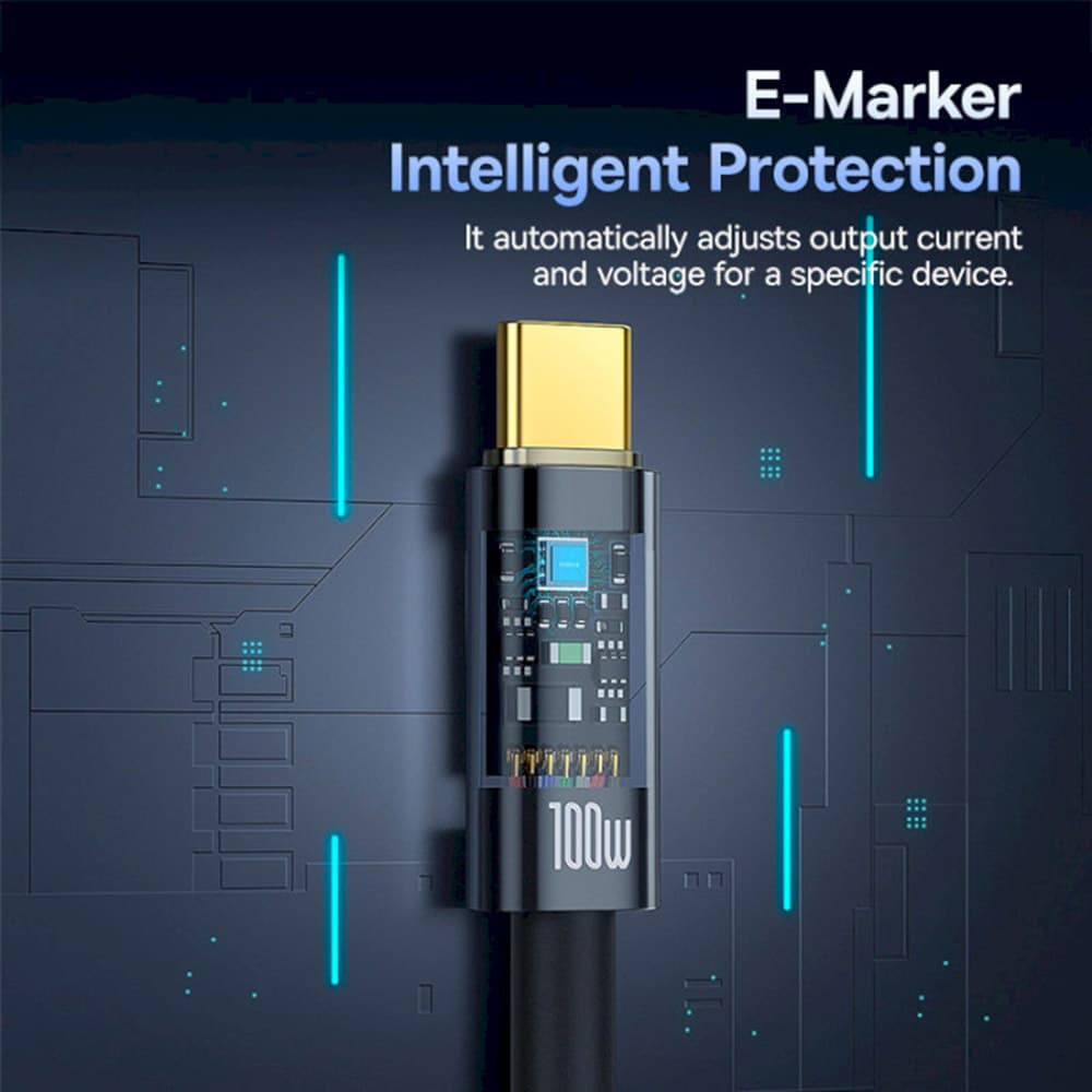 Baseus Data Cable Explorer Type-C Rychlé nabíjení 100W 1m Černá - náhled 2