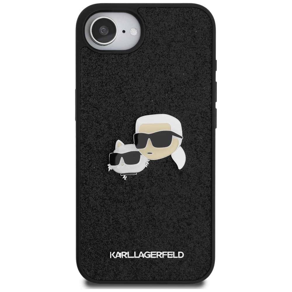 Karl Lagerfeld Hardcase Glitter iPhone 16e Karl&amp;Choupette Head Black - náhled 2