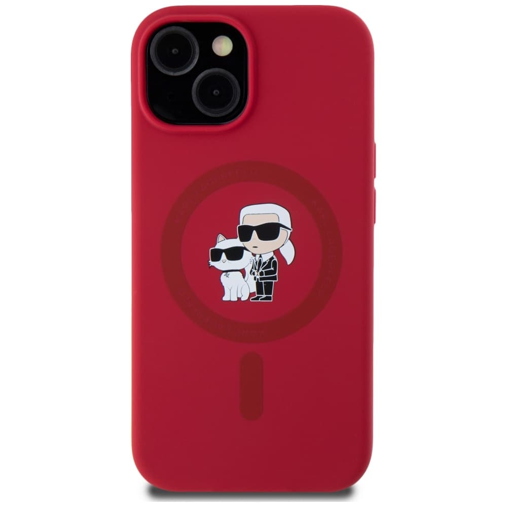 Karl Lagerfeld Silicone MagSafe pro iPhone 15 červená Karl&amp;Choupette - náhled 2