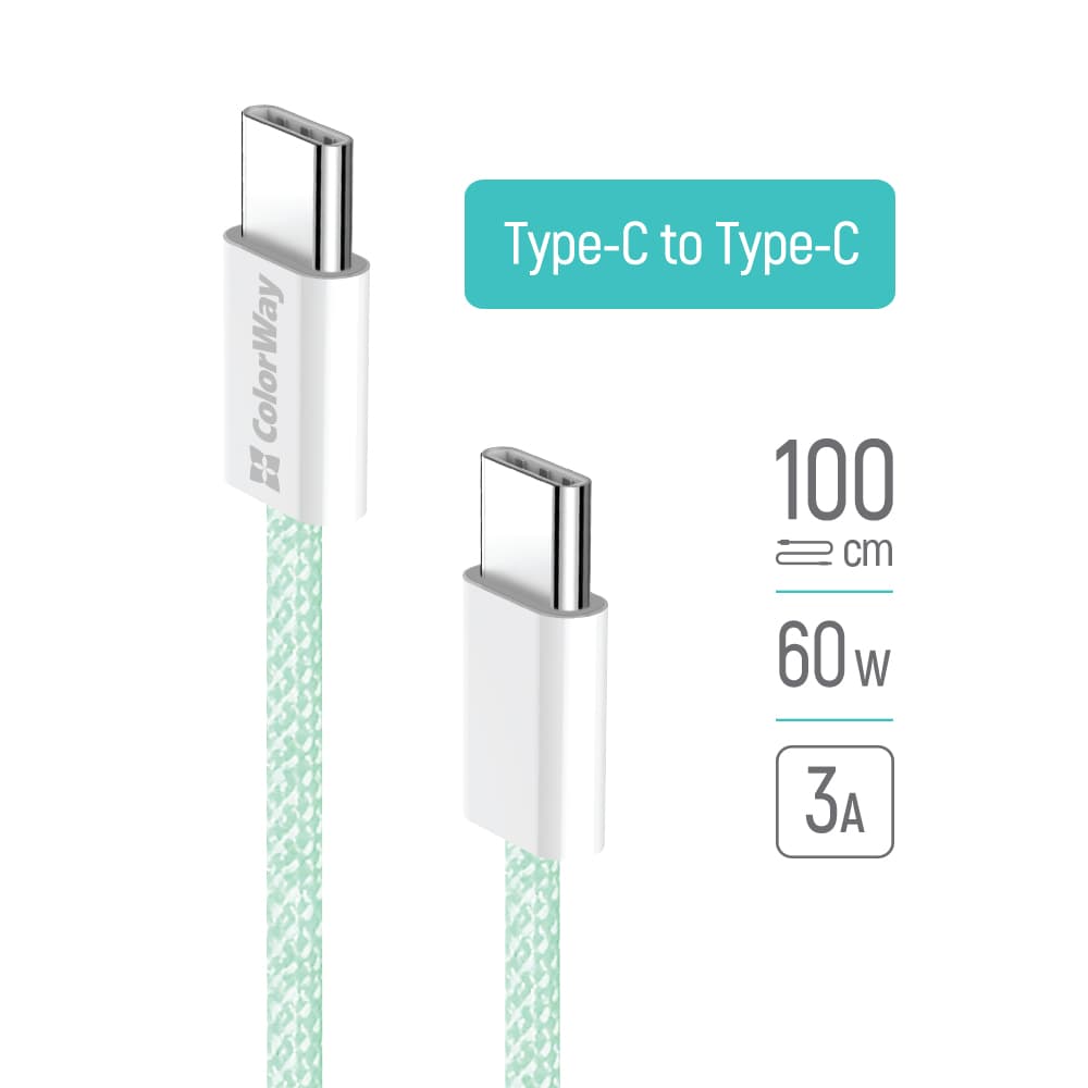 ColorWay Data Cable CW-CBPDCC061-G pro MacBook Pro Type-C na Type-C PD 60W 1m zelená - náhled 2