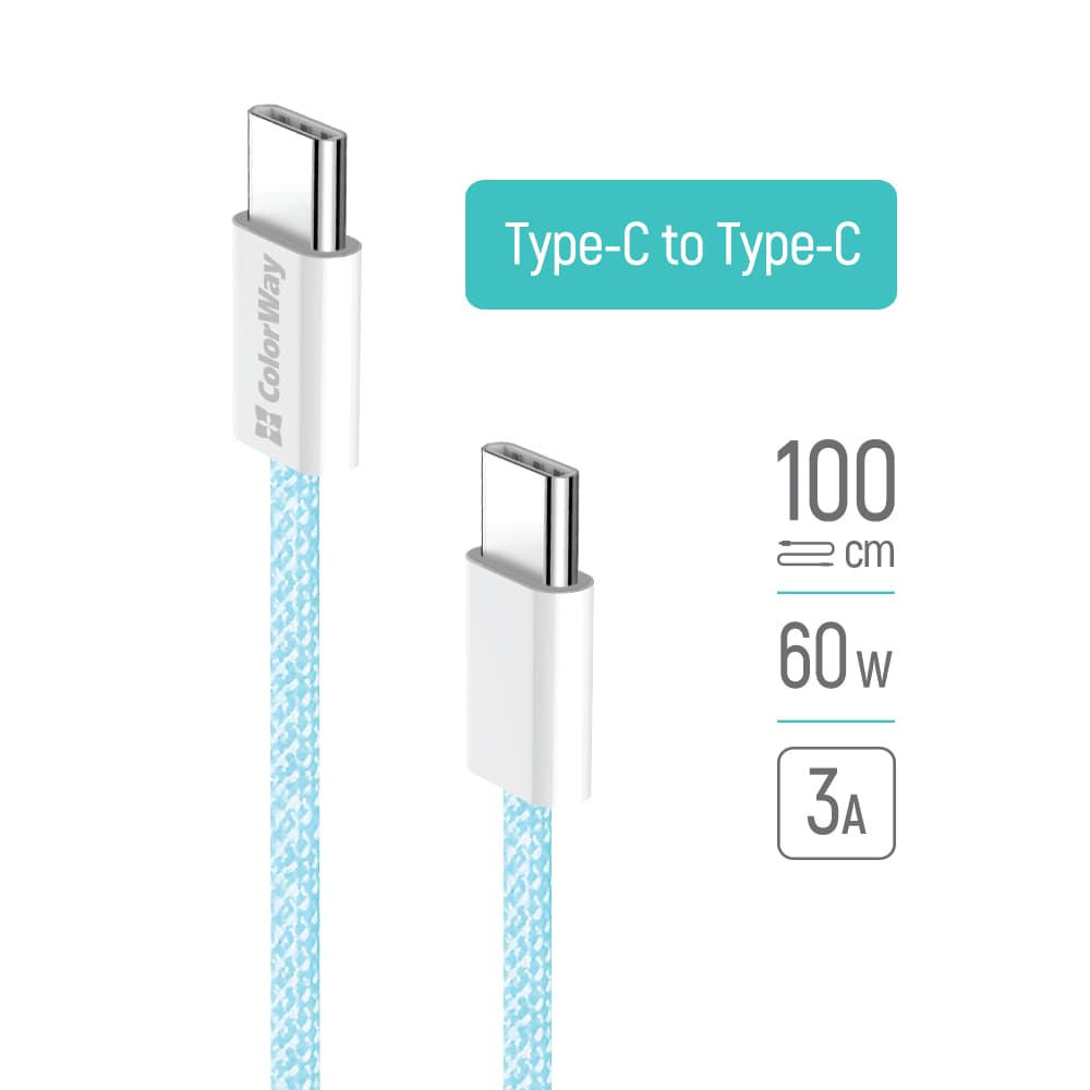ColorWay Data Cable pro MacBook Pro Type-C na Type-C PD Rychlonabíjení 60W 1m modrá - náhled 2