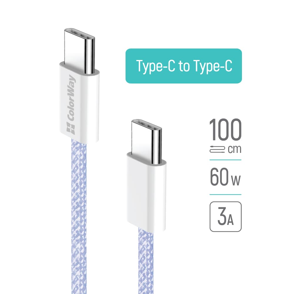 ColorWay Data Cable pro MacBook Pro Type-C na Type-C PD 60W 1m fialová - náhled 2