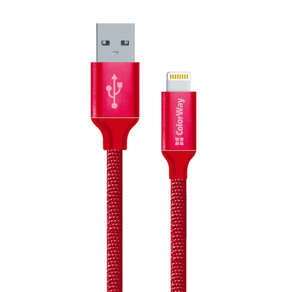 ColorWay datový kabel USB 2.0 na Apple Lightning 1m červený - náhled 2
