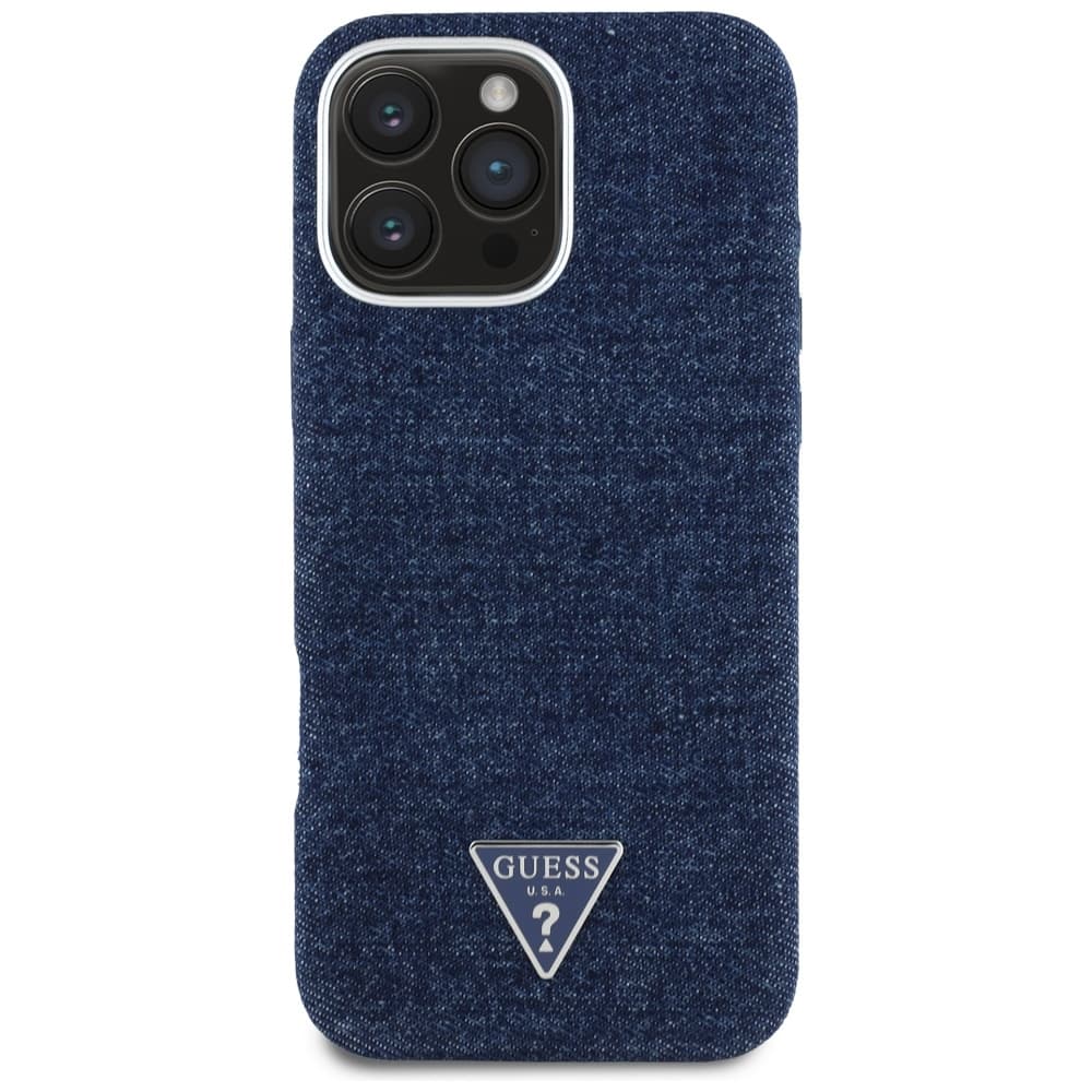 Guess Denim Triangle Logo MagSafe pro iPhone 16 Pro modrý - náhled 2