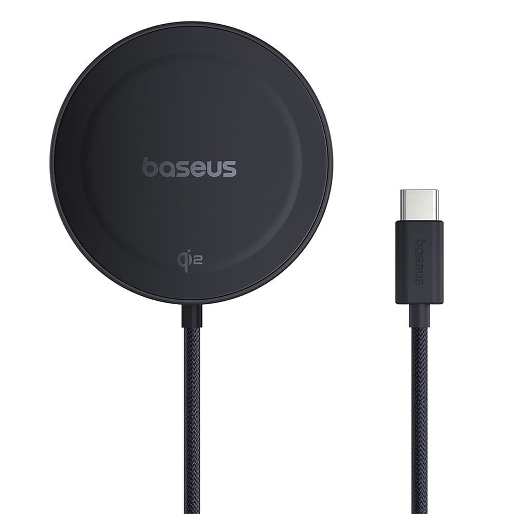 Baseus Magnetic Wireless Charger Simple Mini4 s držákem USB-C Qi2 15W 1m kosmická černá - náhled 2